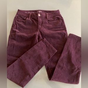 Ann Taylor Loft Burgundy Corduroy Curvy Skinny Jeans